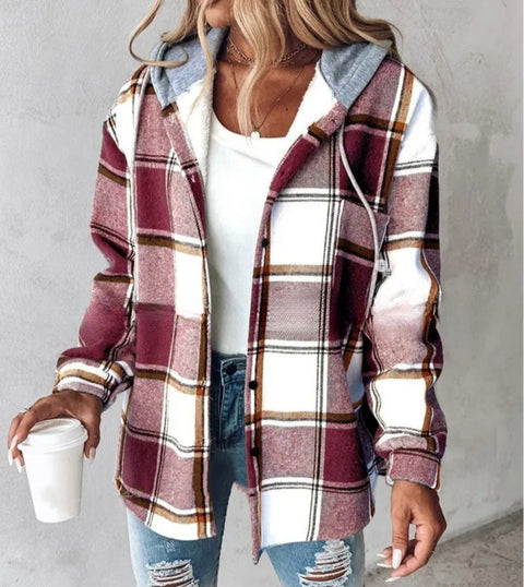 Women's large plaid women's coat plaid m300567