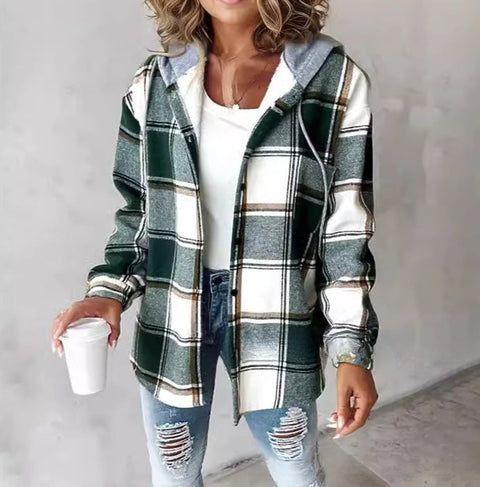 Women's large plaid women's coat plaid m300567