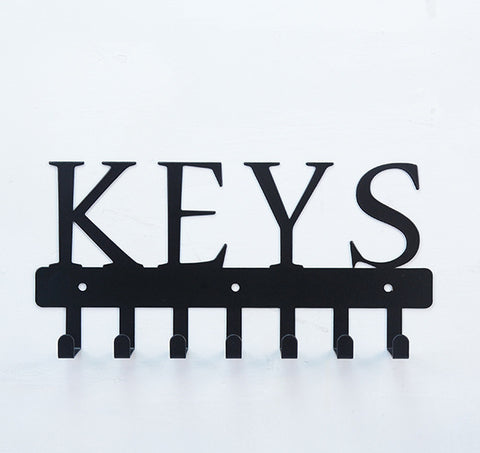 Iron storage rack, wall key hook rack, English keys m3330876