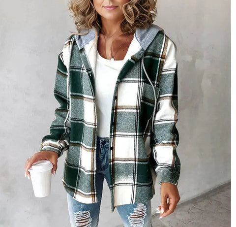 Women's large plaid women's coat plaid m300567