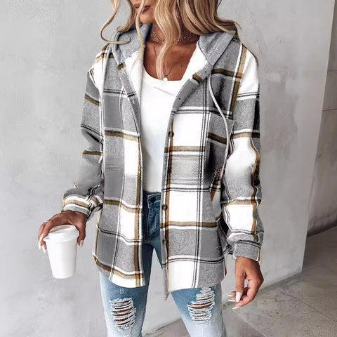 Women's large plaid women's coat plaid m300567